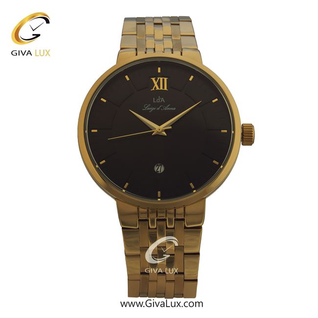 ساعت مچی اورجینال مردانه LdA | لوئیجی د آنا | Luigi d'Ana طلایی | طلایی| مشکی| کد رفرنس 2404